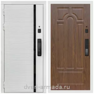 Правые входные двери, Умная входная смарт-дверь Армада Каскад WHITE МДФ 10 мм Kaadas K9 / МДФ 16 мм ФЛ-58 Мореная береза