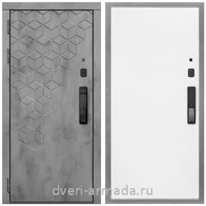 МДФ с фрезеровкой, Дверь входная Армада Квадро МДФ 16 мм Kaadas K9 / МДФ 10 мм Гладкая белый матовый