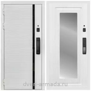 Двери оптом, Металлическая умная входная смарт-дверь Армада Каскад WHITE МДФ 10 мм Kaadas K9 / МДФ 16 мм ФЛЗ-120 Ясень белый