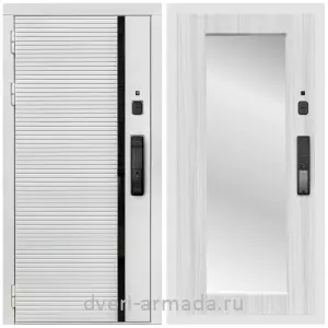 Входные двери со вставками, Умная входная смарт-дверь Армада Каскад WHITE МДФ 10 мм Kaadas K9 / МДФ 16 мм ФЛЗ-Пастораль, Сандал белый