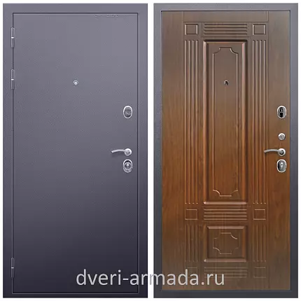 Дверь входная Армада Люкс Антик серебро / ФЛ-2 Морёная береза из металла в кирпичный дом с порошковой окраской