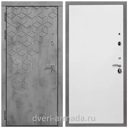 Дверь входная Армада Квадро МДФ 16 мм Бетон тёмный / МДФ 10 мм Гладкая белый матовый