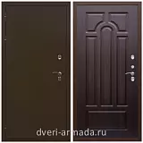 Дверь входная железная уличная для загородного дома Армада Термо Молоток коричневый/ МДФ 16 мм ФЛ-58 Венге с панелями МДФ